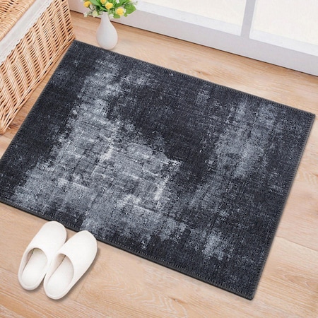 World Rug Gallery Contemporary Distressed Abstract Machine Washable Dark Gray Area Rug 2'1''x3' 5075DARKGRAY2X3